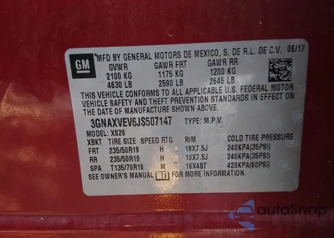 2018 Chevrolet Equinox Premier from USA, damaged, VIN 3GNAXVEV6JS507147